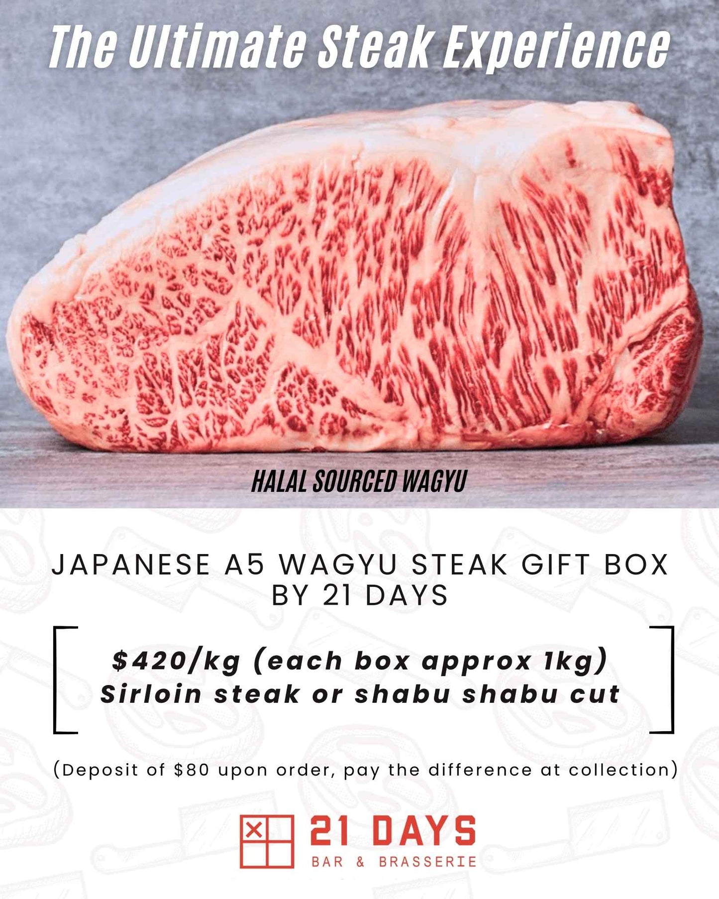 Deposit Payment for Japanese A5 Wagyu Steak Gift Box by 21 Days
